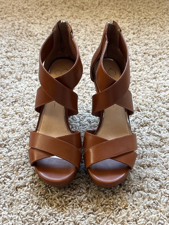 Jessica Simpson Shoes - Jessica Simpson Jadyn Platform Sandals - Sz. 7.5 Lt Luggage Zip